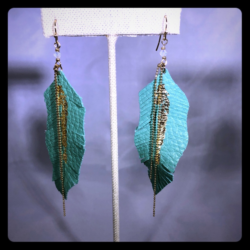 Beautiful boho leather earrings